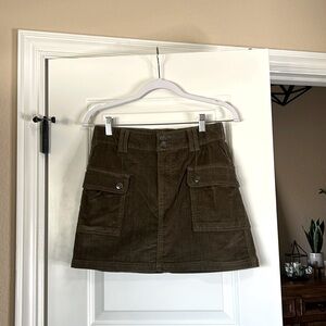 Mini Corduroy skirt with pockets zip closure belt loop elastic waist in back